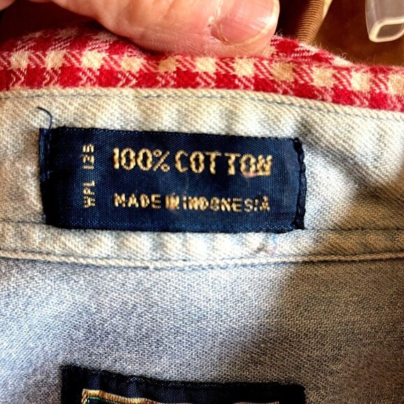 Vintage Chaps Ralph Lauren Shirt Mens XL red check Flannel Button Up Cotton - Picture 9 of 12